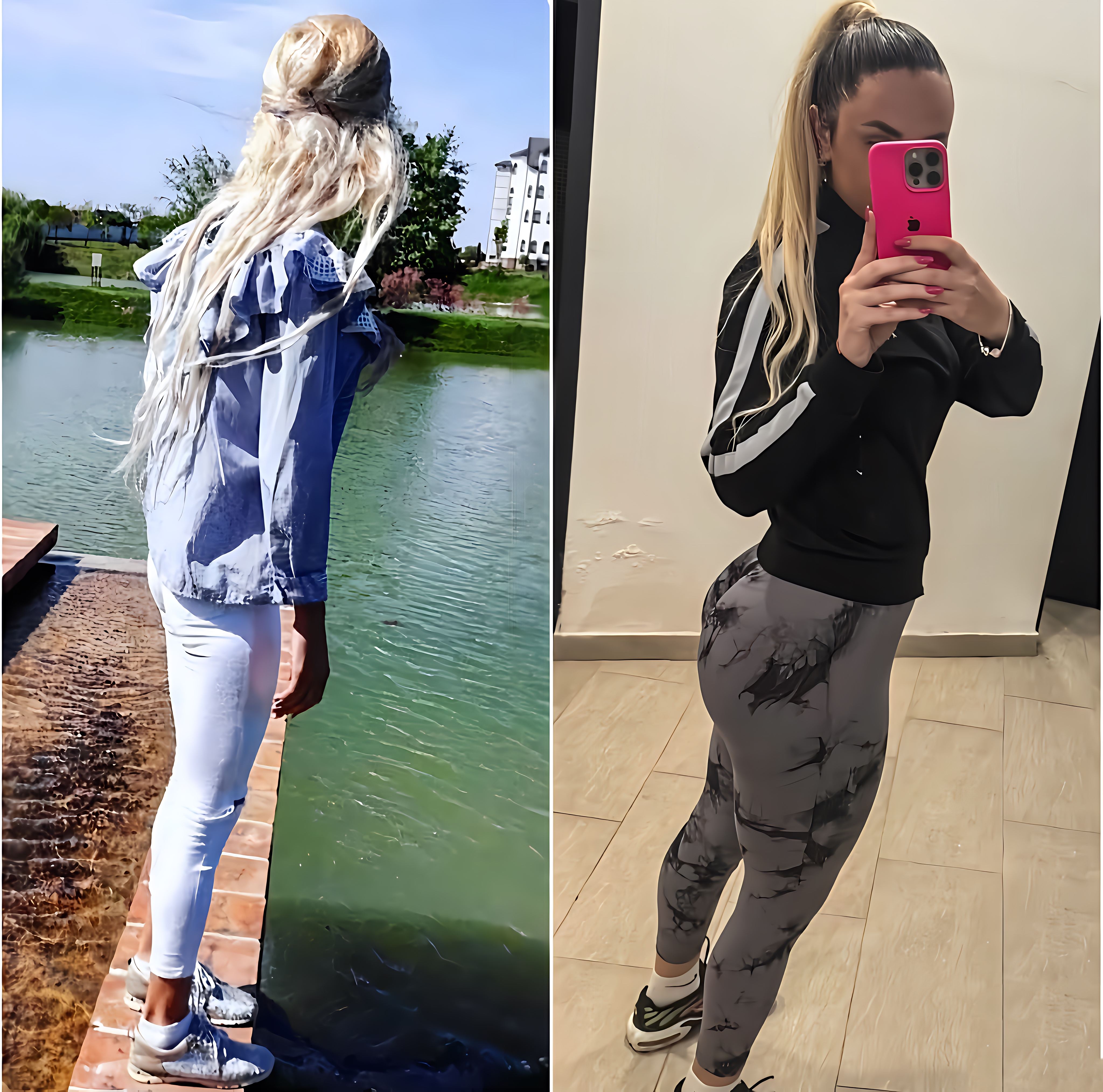 Transformacija 1: Monika Gajić pre početka treninga, portret u sportskoj odeći u teretani